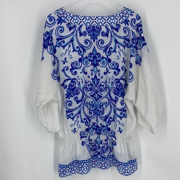 Chicos 3/4 Sleeves Scoop Neck Semi-Sheer Blouse - Picture 2 of 8